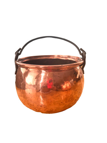 Vintage copper cauldron pot - vintage,